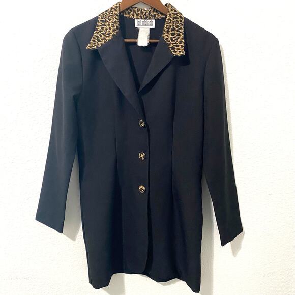 Jodi Michaels Jackets & Blazers - Vintage Jodi Michaels Blazer Jacket Womens M Black Animal Print Collar 90s